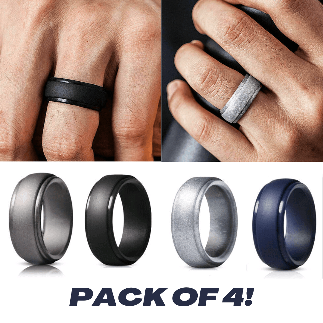 Wedding Silicone Rings Men - Silicone Rubber Wedding Bands with Large Sizes 10 / 4 Pack / Male