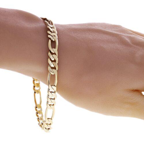 14k Solid Gold Figaro Link Cuban Chain Bracelet, Figaro Chain