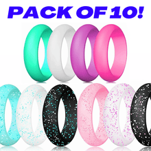 Load image into Gallery viewer, 10 Pack Silicone Wedding Band Rings All Different Colors Women Rubber Band for Work Gym Sports - Jewelry Store by Erik Rayo
