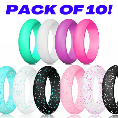 10 Pack Silicone Wedding Engagement Ring Women Rubber Band for Work Gym Sports - ErikRayo.com