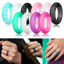 Load image into Gallery viewer, 10 Pack Silicone Wedding Band Rings All Different Colors Women Rubber Band for Work Gym Sports - Jewelry Store by Erik Rayo
