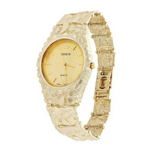 Load image into Gallery viewer, 10k Mens Watch Yellow Gold Nugget Link Geneve Wrist Watch Adjustable 7-7.5&quot; 47 grams - Jewelry Store by Erik Rayo
