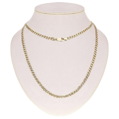 10k Yellow Gold Cuban Yellow Pave Link Chain Necklace 20