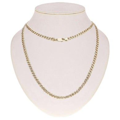 10k Yellow Gold Cuban Yellow Pave Link Chain Necklace 22 inch - ErikRayo.com