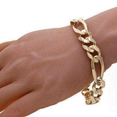 10k Yellow Gold Figaro Link Chain Bracelet 7.5