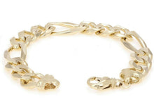 Load image into Gallery viewer, 10k Yellow Gold Figaro Link Chain Bracelet 8&quot; 12.7mm 38 grams - ErikRayo.com

