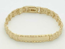 Load image into Gallery viewer, 10k Yellow Gold Nugget ID Bracelet Adjustable 8&quot; for Men and Women - ErikRayo.com
