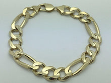 Load image into Gallery viewer, 10k Yellow Gold Solid Figaro Bracelet Link Chain 9.25&quot; 12.7mm 43.2 grams - ErikRayo.com

