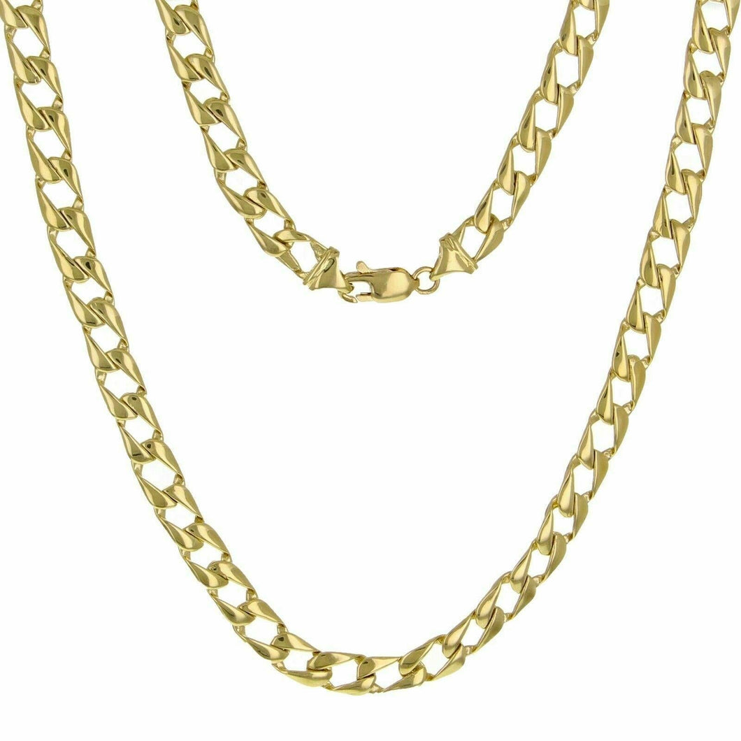10k Yellow Gold Solid Flat Cuban Link Chain Necklace 20