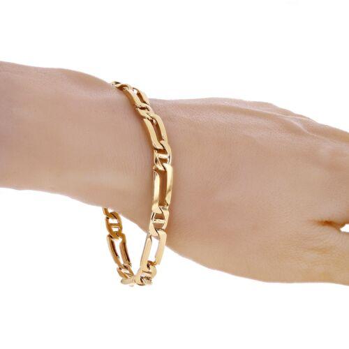 10k Yellow Gold Solid Rectangle & Mariner Link Chain Bracelet 9