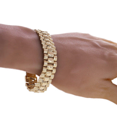 10k Yellow Gold Watch Link Chain Bracelet Adjustable 7.5