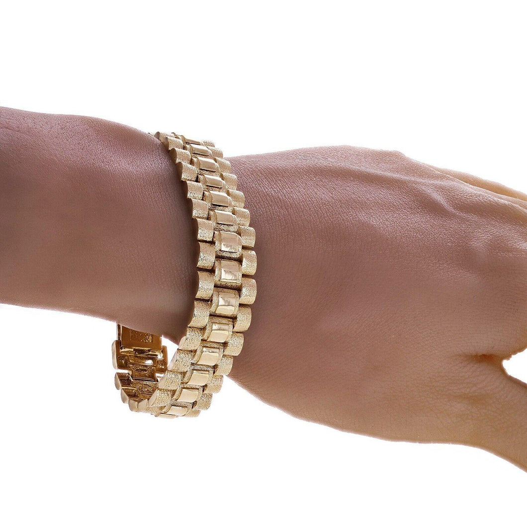 10k Yellow Gold Watch Link Chain Bracelet Adjustable 8.5-9