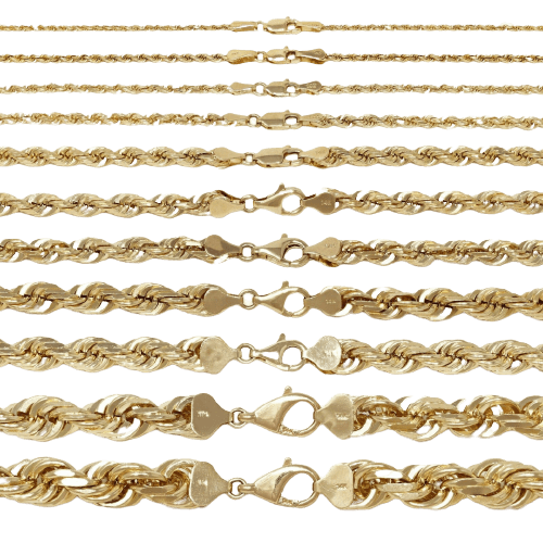 14K Collares Necklace Cadenas De Cuerda Torzal De Oro Real Puro Solida Para Hombres Mujeres Ninos - ErikRayo.com