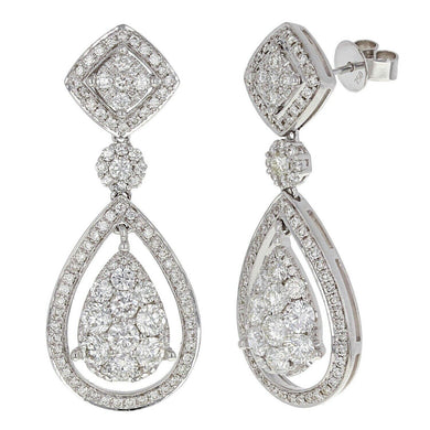14k Diamond Cluster Pear Drop Dangle Earrings - Jewelry Store by Erik Rayo