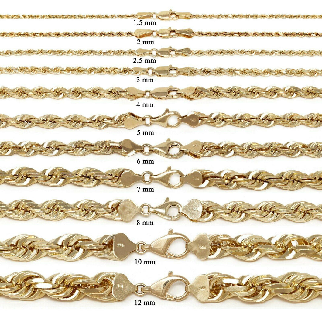 14K Gold Diamond Cut Rope Chains Necklaces For Men Women Kids Children - Jewelry Store by Erik Rayo