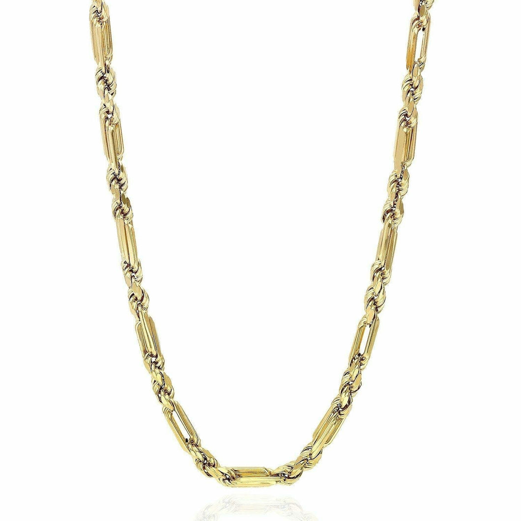 14k Rope Figaro Chain Necklace 4mm 24 inches - Jewelry Store by Erik Rayo