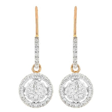 Load image into Gallery viewer, 14k Rose Gold 0.50ctw Diamond Circle Halo Dangle Oblong Lever Hoop Earrings - ErikRayo.com
