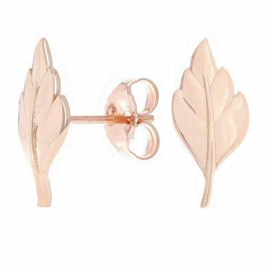 14k Rose Gold Bright Polished Leaf Stud Earrings - Jewelry Store by Erik Rayo