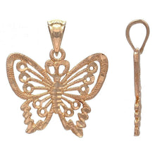 Load image into Gallery viewer, 14k Rose Gold Solid Diamond Cut Butterfly Charm Pendant - Jewelry Store by Erik Rayo
