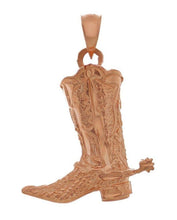 Load image into Gallery viewer, 14k Rose Gold Western Cowgirl Boots Cowboy Boots Charm Pendant - ErikRayo.com
