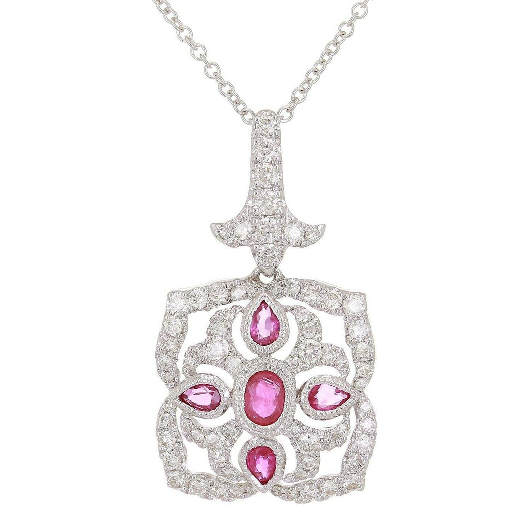 14k Ruby & Diamond Antique Style Necklace - ErikRayo.com