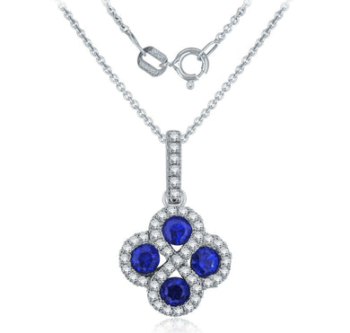 14k Sapphire & Diamond Flower Necklace - Jewelry Store by Erik Rayo