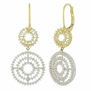 14k Two Tone Gold 1ctw Diamond Graduated Circle Drop Dangle Earrings - Jewelry Store by Erik Rayo