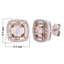 Load image into Gallery viewer, 14k White &amp; Rose Gold 1ctw Diamond Vintage Double Halo Square Stud Earrings - Jewelry Store by Erik Rayo
