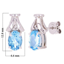 Load image into Gallery viewer, 14k White Gold 0.02ctw Blue Topaz &amp; Diamond Pear Drop Stud Earrings - Jewelry Store by Erik Rayo
