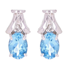 Load image into Gallery viewer, 14k White Gold 0.02ctw Blue Topaz &amp; Diamond Pear Drop Stud Earrings - Jewelry Store by Erik Rayo
