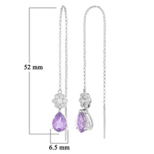 Load image into Gallery viewer, 14k White Gold 0.25ctw Amethyst &amp; Diamond Drop Chain Earring Threaders - ErikRayo.com
