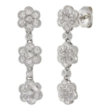 Load image into Gallery viewer, 14k White Gold 0.30ctw Diamond Pave Flower Cluster Dangle Earrings - Jewelry Store by Erik Rayo
