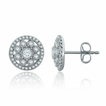 Load image into Gallery viewer, 14k White Gold 0.35ctw Diamond Flower Eternity Round Milgrain Stud Earrings - Jewelry Store by Erik Rayo
