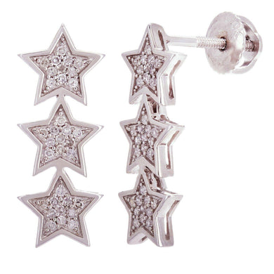 14k White Gold 0.3ctw Diamond Stars Drop Earrings - Jewelry Store by Erik Rayo