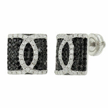Load image into Gallery viewer, 14k White Gold 0.50ctw Black &amp;White Diamond Interlocking Square Earrings - ErikRayo.com
