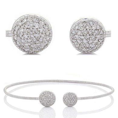 14k White Gold 0.50ctw Diamond Cluster Open Bangle Bracelet for Women - ErikRayo.com