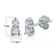 Load image into Gallery viewer, 14k White Gold 0.50ctw Diamond Graduated 2-Stone Cluster Stud Earrings - Jewelry Store by Erik Rayo
