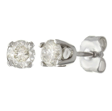 14k White Gold 0.50ctw Round Brilliant Cut Diamond Solitaire Stud Earrings - Jewelry Store by Erik Rayo