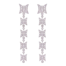 Load image into Gallery viewer, 14k White Gold 0.57ctw Diamond Bow Ribbon Dangle Drop Earrings 2&quot; - Jewelry Store by Erik Rayo
