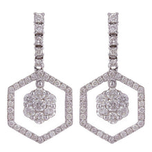 Load image into Gallery viewer, 14k White Gold 1.65ctw Diamond Dangling Cluster Drop Earrings - Jewelry Store by Erik Rayo
