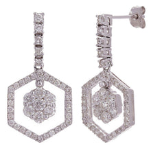 Load image into Gallery viewer, 14k White Gold 1.65ctw Diamond Dangling Cluster Drop Earrings - Jewelry Store by Erik Rayo
