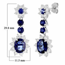 Load image into Gallery viewer, 14k White Gold 1.97ctw Sapphire &amp; Diamond Cluster Dangle Earrings - Jewelry Store by Erik Rayo
