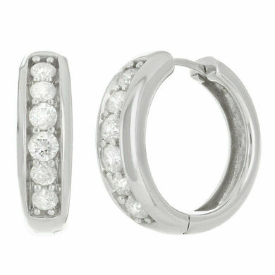 14k White Gold 1ctw Diamond Channel Hoop Earrings - ErikRayo.com