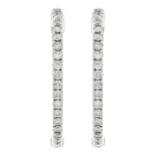 Load image into Gallery viewer, 14k White Gold 1ctw Diamond Inside Out Slim Hoop Earrings - Jewelry Store by Erik Rayo
