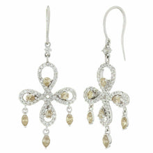 Load image into Gallery viewer, 14k White Gold 2.45ctw Champagne &amp; White Diamond Chandelier Dangle Earrings - ErikRayo.com
