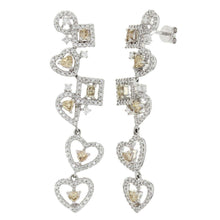 Load image into Gallery viewer, 14k White Gold 2.50ctw Brown &amp; White Diamond Cascading Hearts &amp; Shapes Earrings - ErikRayo.com
