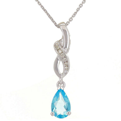 14k White Gold Blue Topaz & Diamond Necklace - Jewelry Store by Erik Rayo
