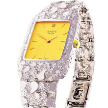 Load image into Gallery viewer, 14k White Gold Nugget Wrist Band Geneve Diamond Watch 8.5&quot; - Jewelry Store by Erik Rayo
