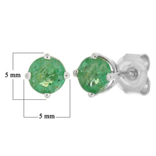 Load image into Gallery viewer, 14k White Gold Round Emerald Solitaire Stud Earrings - Jewelry Store by Erik Rayo
