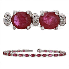 Load image into Gallery viewer, 14k White Gold Ruby &amp; Diamond Oval &amp; Bezel Bracelet 7&quot; for Women - Jewelry Store by Erik Rayo

